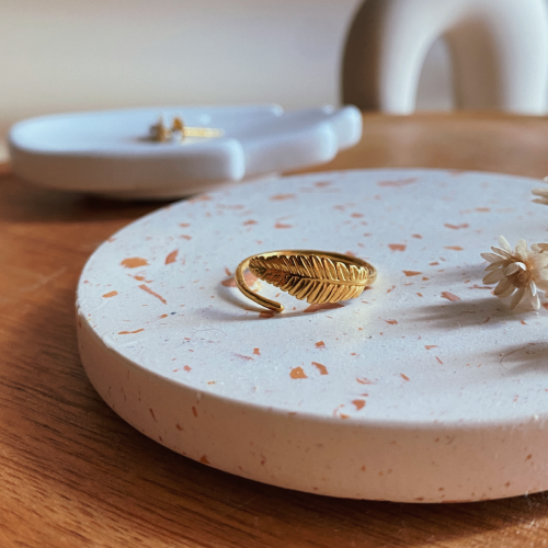 pierścionek pozłacany listek