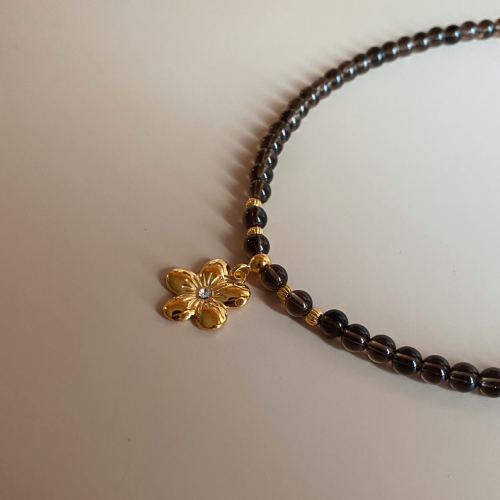 choker z kamieniami naturalnymi i kwarcem dymnym