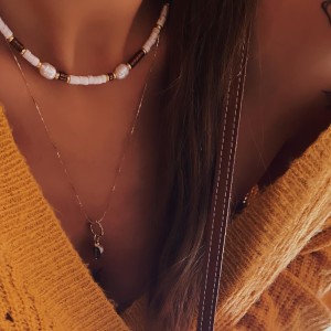 Naszyjnik z perłami | Dark Chocolate |