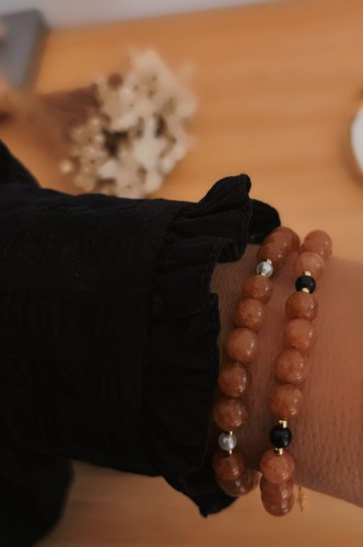 bransoletka pozłacana z kamieniami naturalnymi